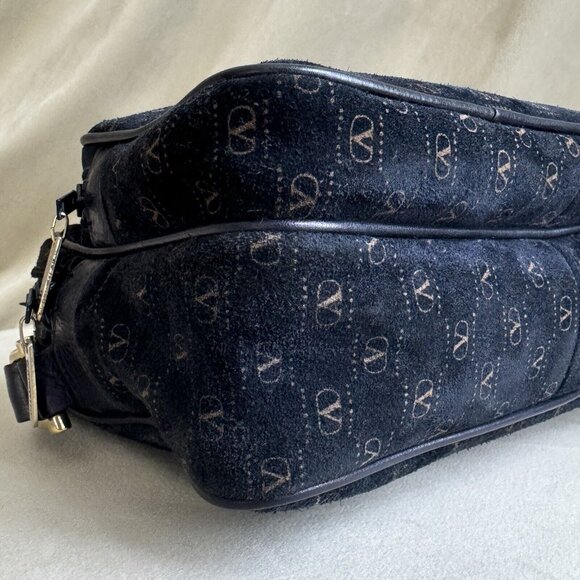 Vintage Valentino blue Suede Crossbody bag purse gold hardware - Picture 9 of 13